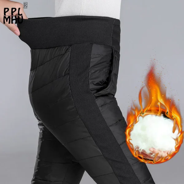 Pantaloni a matita in cotone invernale da donna pantaloni a vita alta antivento caldi e sottili pantaloni Casual leggeri di grandi dimensioni 4xl spessi 4