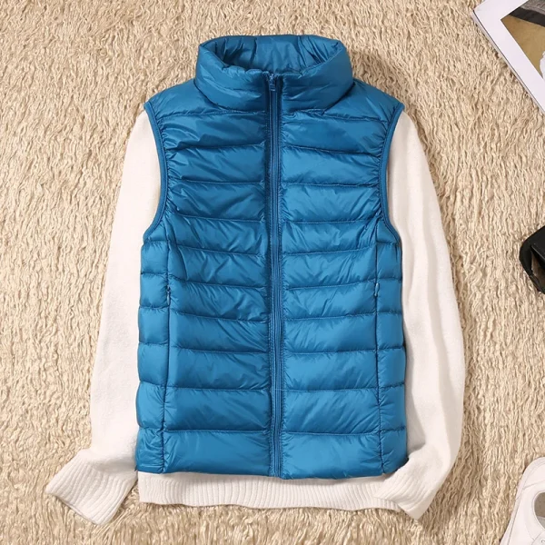 2024 nuove donne autunno inverno Ultra leggero piumino d'anatra giacca donna 90% piumino d'anatra bianco gilet senza maniche 6
