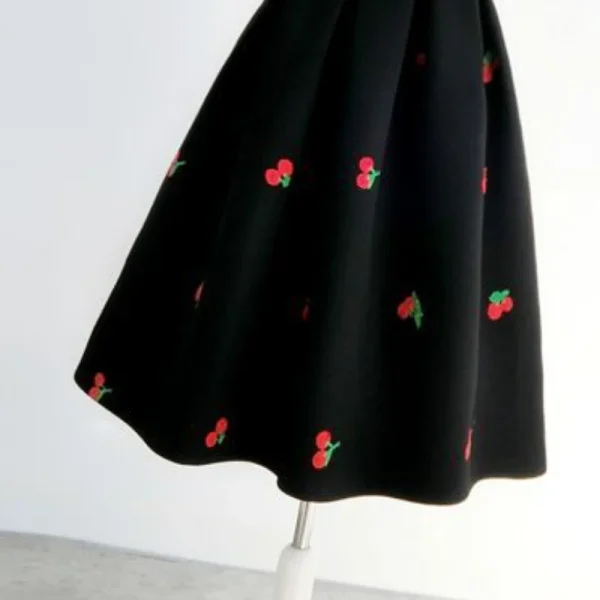 Gonne di lana ricamate Matakawa per le donne a-line autunno inverno elegante Faldas Mujer gonna lunga dolce moda coreana 6