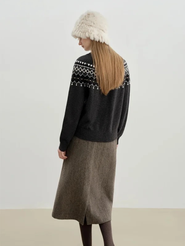 ZIQIAO 2025 Inverno Inizio autunno Nuovo arrivo Fair Isle Cardigan aperto lavorato a maglia Petite donna Maglieria di lana chic e di ispirazione vintage 4