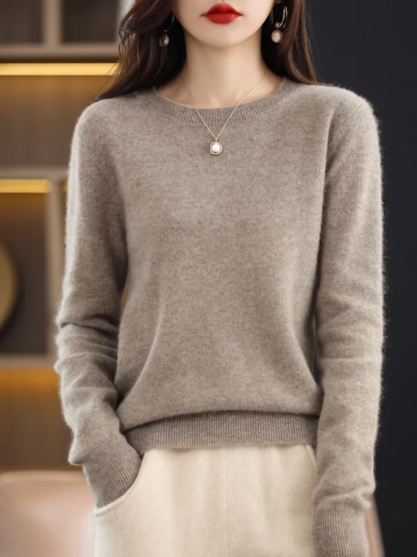 100% capra cashmere maglione lavorato a maglia pullover autunno inverno vendita calda maglioni o-collo donna morbido maglioni da donna di alta qualità vestiti 1