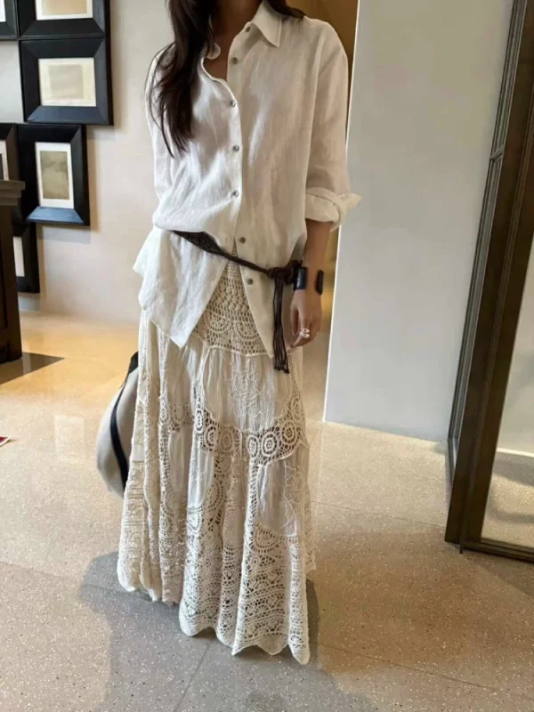 Gonna lunga bohémien con altalena Gonna Boho chic ricamata da donna 2025 Abiti per le vacanze estive 1