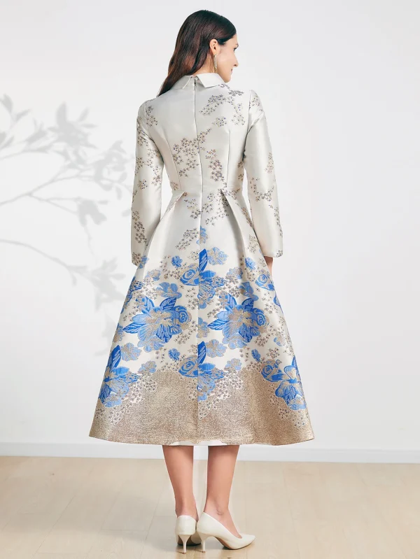 DEVCHATA donna elegante lungo maxi abiti jacquard fiore festa abito da ballo moda nuovo arrivo abito da sera 2