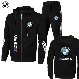 2025 BMW Felpa con cappuccio da uomo Set 2 pezzi BMW Moto Giacca stampata da uomo Primavera Autunno Moda Felpa con cappuccio semplice Cappotto BMW Race Team 1