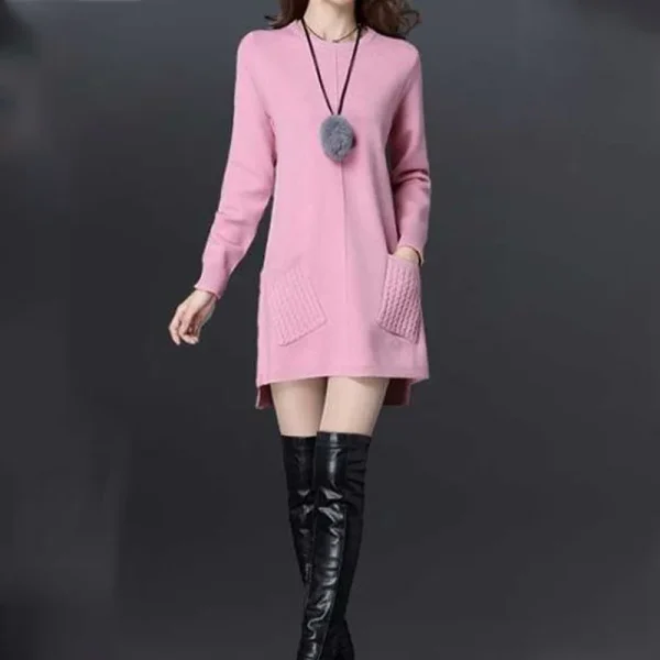 Moda femminile tinta unita semplicità pullover lavorati a maglia pendolari maglioni a maniche lunghe tutto-fiammifero autunno inverno abbigliamento donna 5