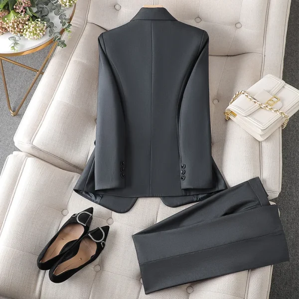 NAVIU grey Suits donna New Autumn Fashion Temerament professionale manica lunga Slim Blazer e pantaloni set Office Lady Work Wear 2