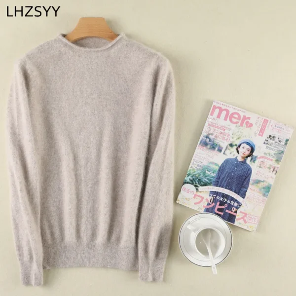 2025 Primavera Autunno Top Nuovo 100% puro visone maglione di cashmere donna maglione lavorato a maglia allentato pullover selvaggi camicia base calda giacca femminile 5