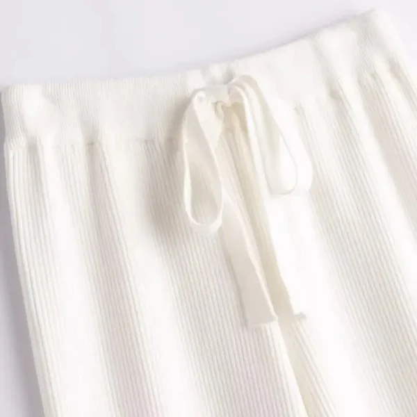 Pantaloni in pura lana a vita alta autunno inverno Pantaloni a gamba larga in cashmere Pantaloni casual larghi in maglia lunga solida delle nuove donne CQ100 3