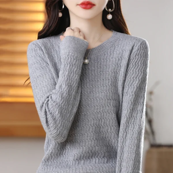 Maglione di Cashmere donna colore puro o-collo Casual a maniche lunghe Pullover allentato maglione di cachemire da donna 5