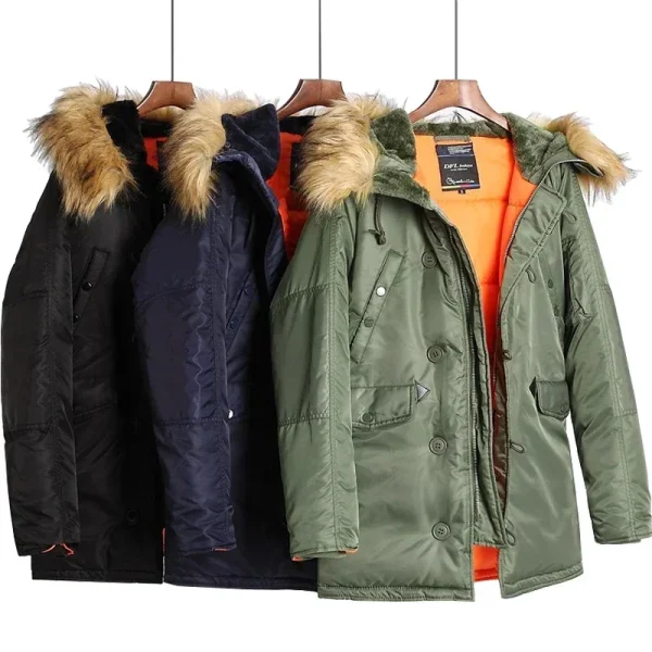 Cappuccio in pelliccia militare di grandi dimensioni taglie forti Lungo impermeabile antivento Nuovo Parka invernale Cappotto da giacca outwear da uomo spesso Parka TAGLIA USA 3