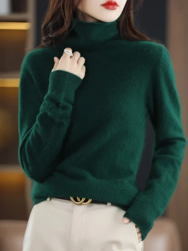 Autunno Inverno Donna 100% visone maglione di cashmere colletto in pile pullover casual Qulity morbido caldo maglioni tinta unita maglieria top 4
