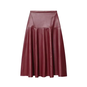 Stile europeo e americano 2025 nuova gonna a trapezio in pelle PU versatile di moda retrò di fascia alta 1