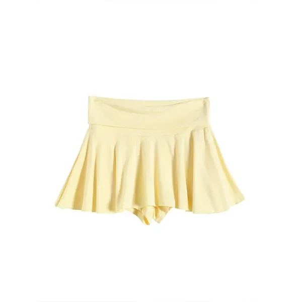 Minigonna sportiva gialla per donna Estate sottile a vita alta dimagrante gonna corta anti-luce a pieghe gonna a metà corpo A-Line 5