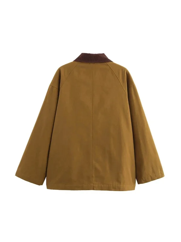 Moda donna Retro hit colore risvolto impiombatura giacca 2024 autunno e inverno in Europa e negli Stati Uniti nuovo vento strada casual sciolto maniche lunghe tasche monopetto donna 2