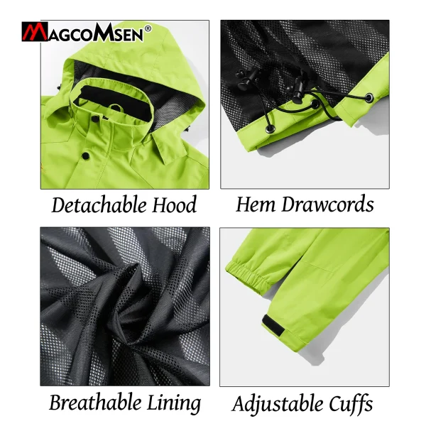 MAGCOMSEN Giacche leggere Giacche antipioggia foderate in rete da uomo Giacche da trekking impermeabili con cappuccio Cappotti giacca a vento primavera/autunno Uomo 6