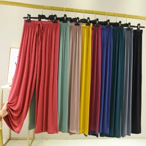 Primavera Estate Nuovo stile coreano Abbigliamento donna Pantaloni a zampa d'elefante Pantaloni modali a gamba dritta Dimagranti Pantaloni intimi da donna casual 1