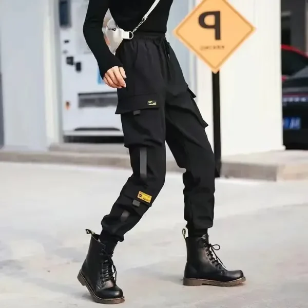 Pantaloni cargo da donna estivi Hip Hop Moda sportiva Pantaloni Harem coreani casual larghi Pantaloni da jogging neri con tasche multiple 2