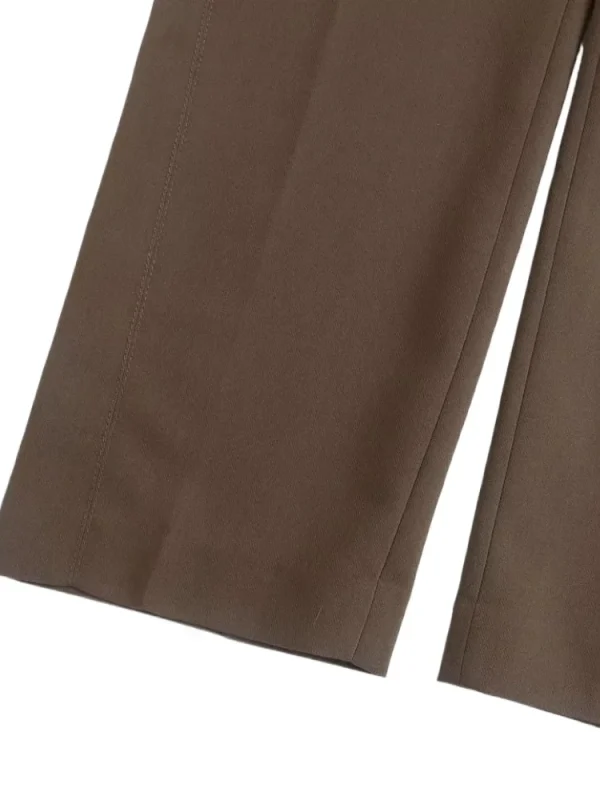 ZBZA Donna Moda 2025 Autunno Marrone Office Lady Donna Abiti Allentato Scollo a V Giacca + Pantaloni a gamba lunga a vita alta Set da donna vintage 6