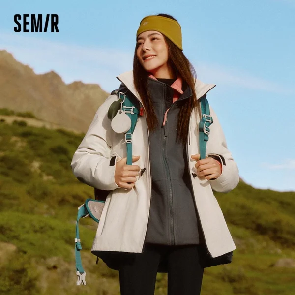 Piumino Semir da donna 2024 Nuovo capispalla in due pezzi tre in uno da viaggio all'aperto quotidiano versatile a tre resistenti per le donne 3