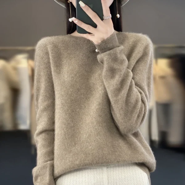 Nuovo maglione di cashmere maglione da donna in autunno e inverno 100% lana merino moda O-collo autunno caldo pullover top 3