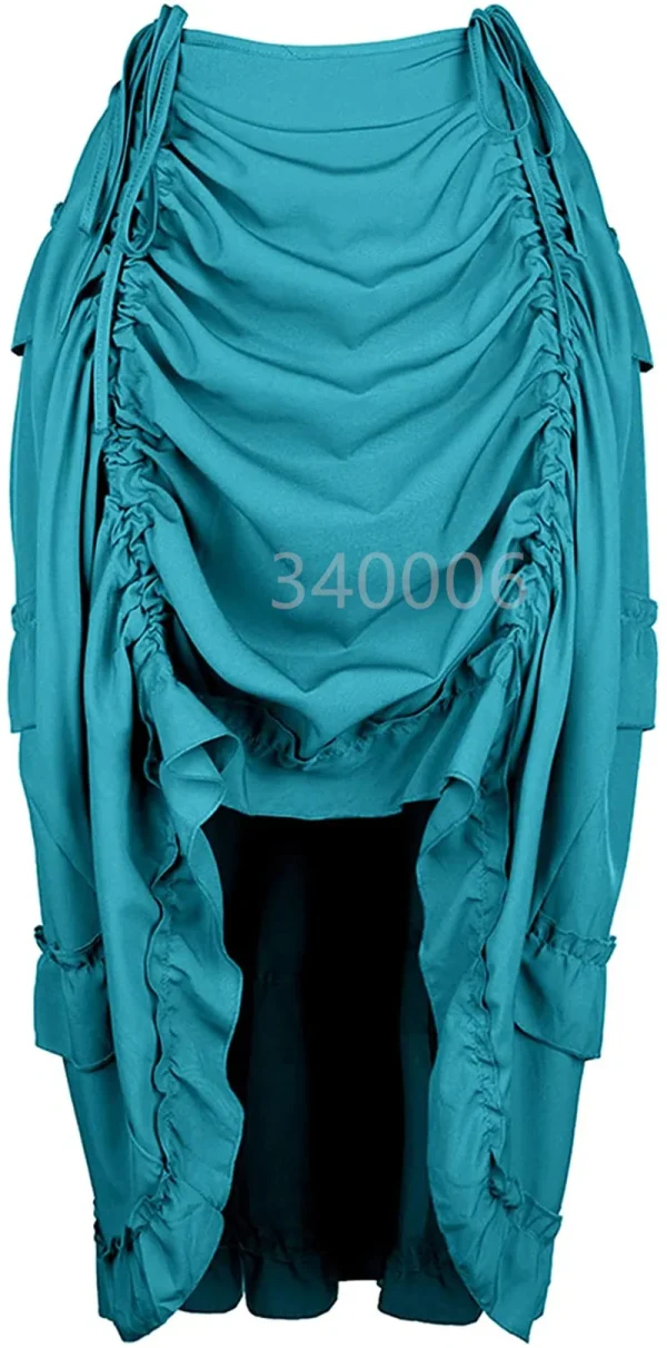 Steampunk Gonne da donna Gotico irregolare arricciatura pieghettata partito maxi gonna lunga costumi alti e bassi punk corsetto sexy taglie forti rosso 4