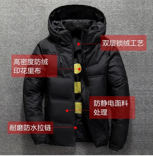 Piumino con cappuccio in piumino d'anatra ultraleggero moda autunno e inverno Cappotto caldo da uomo in piuma d'anatra bianca Abbigliamento da strada da uomo 6