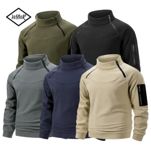 Felpa militare da uomo invernale in pile con cerniera pullover moda uomo tinta unita allentato agnello giacca spessa abbigliamento uomo S-XXXL 1