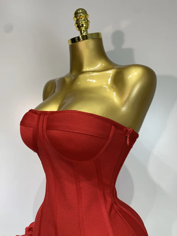 Mini abito dalla fasciatura da donna sexy senza spalline senza schienale impreziosito da fiori Abiti da club per feste da cocktail per celebrità 5