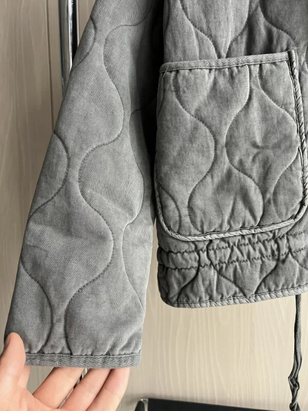 ZW Giacca in cotone da donna 2025 Nuovo arrivo Vintage Lenzing Rayon Collo alto Tasca grande Cappotto trapuntato decorativo per le donne 4