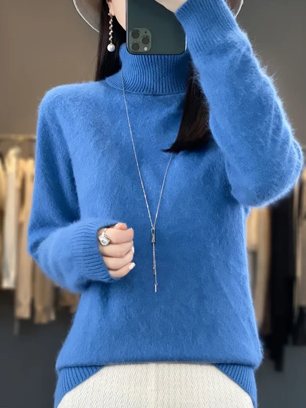 Basic Bottoming Autunno Inverno 100% visone Cashmere maglione da donna pullover femminile manica lunga maglieria top colletto rovesciato top 6