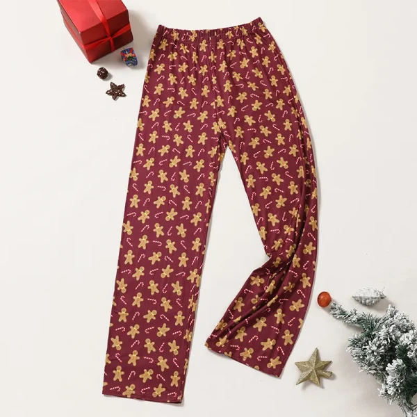 2025 Pantaloni da notte delle nuove donne Stampa allover Look natalizio Pantaloni lunghi in vita elastica allentata morbida Look natalizio Pantaloni da casa femminili 4