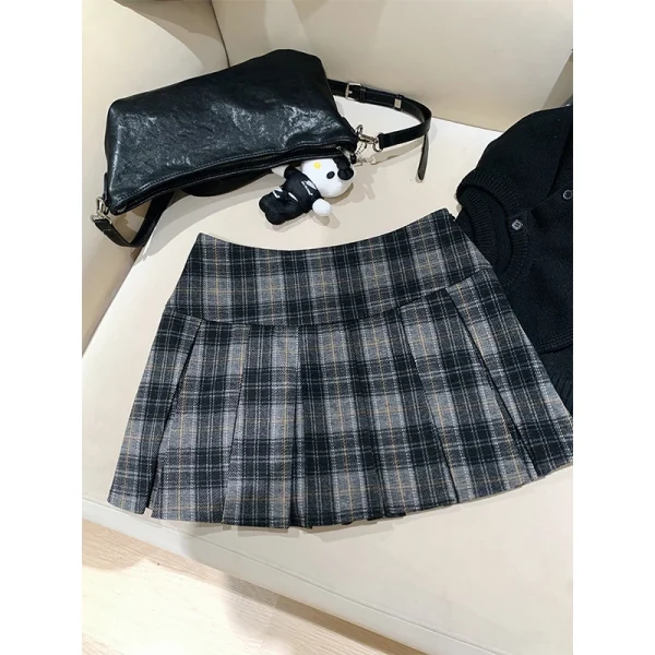 MEXZT Minigonna di lana vintage Donna Harajuku giapponese Plaid Gonne a pieghe Inverno Gyaru Kawaii Cutecore Design A Line Faldas 2