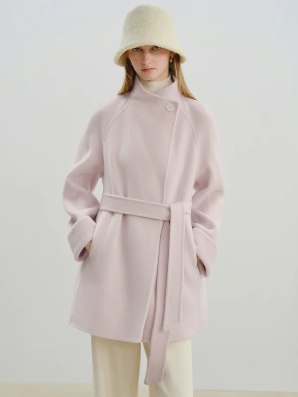 ZIQIAO 2025 Nuovo arrivo Chic Double Sided Cappotto in misto lana di cammello Elegante giacca corta con design ispirato al college Autunno Inverno 4