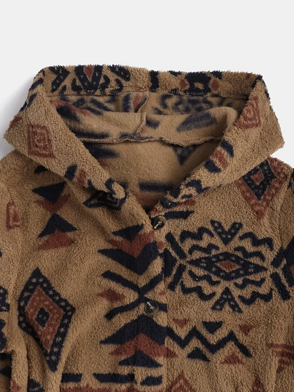 Cappotto da donna in peluche austriaco ultrafine con stampa nazionale azteca da donna 5