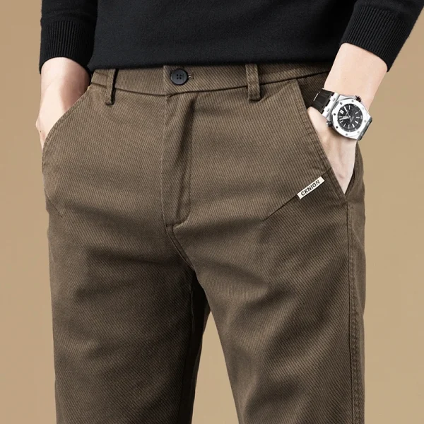 Abbigliamento di marca Autunno Inverno Tessuto di cotone Pantaloni casual Uomo Grigio Nero Corea Lavoro Classico Slim Fit Pantaloni cargo Uomo 28-38 2