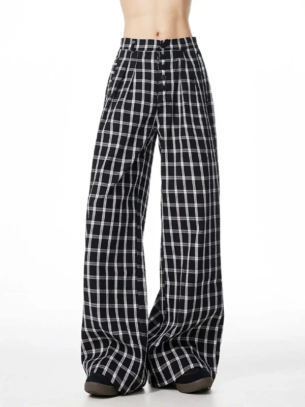 2025 Autunno Inverno Donna Y2k Pantaloni lunghi Plaid 2000s Estetica Pantaloni larghi Harajuku Wide Fit Jogging Tide Design Hip-pop Nuovo 4