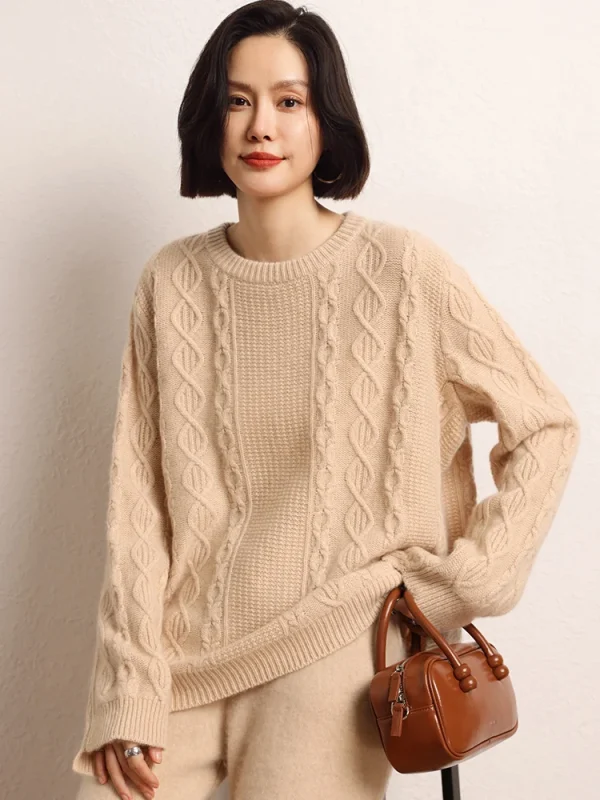 M.Chic Autunno Inverno Basic Casual 100% Cashmere Twisted Maglia Maglione Grace Donna O-Collo Pullover Spessore Caldo Morbido Moda Magliette e camicette 2
