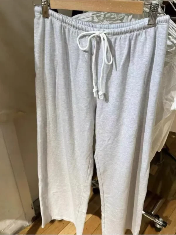 Nuova primavera autunno pantaloni sportivi da donna larghi tinta unita grigio coulisse pantaloni a gamba larga abbigliamento sportivo casual pantaloni lunghi misto cotone 4