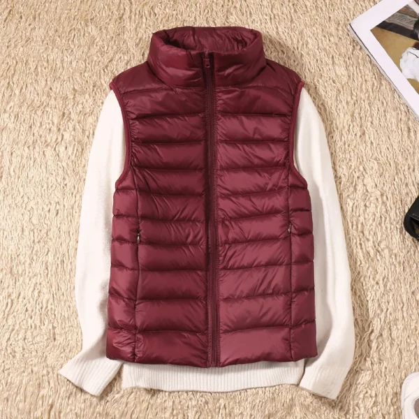 2024 nuove donne autunno inverno Ultra leggero piumino d'anatra giacca donna 90% piumino d'anatra bianco gilet senza maniche 4