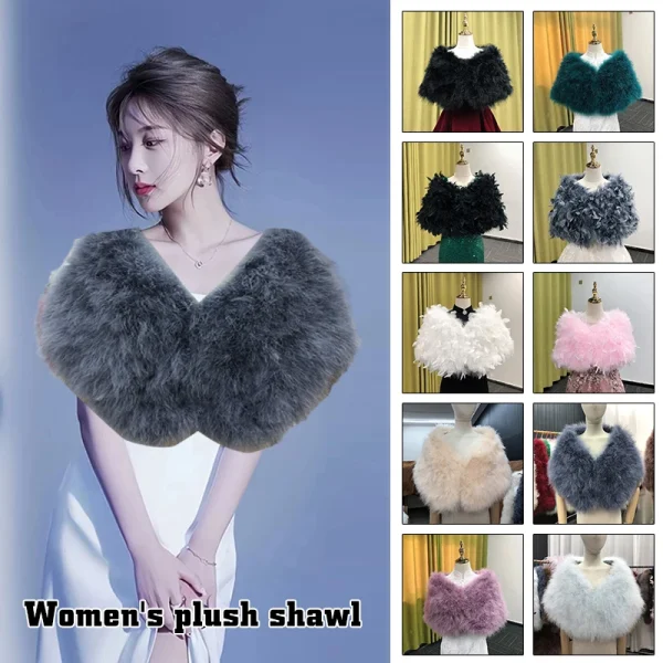Scialli di pelliccia di struzzo Eleganti cappotti di piume di struzzo Bolero da sposa Scialli avvolgenti da sposa Giacche Abiti da sera per feste Mantello Sciarpa 4