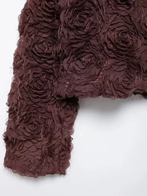 Cappotto da donna corto strutturato a forma di fiore moda manica lunga bottone a pressione capispalla femminile top chic 6
