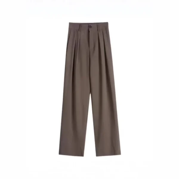 Pantaloni da abito eleganti drappeggiati a gamba larga Pantaloni da donna a vita alta dritti casual lunghi fino al pavimento Primavera Autunno Nuovo stile 5