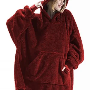Nuovo inverno donna doppia faccia in pile con cappuccio coperta oversize grande tasca calda coppia felpe larghe abito da donna e da uomo 1