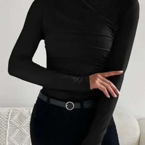 2024 Autunno/Inverno Nuovo Design Sensibilità Cross-Border Amazon Slim Fit T-shirt Tessuto in poliestere Collo alto Decorazione scozzese 1
