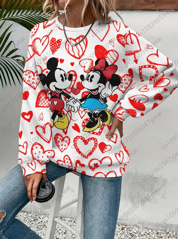 2025 Autumm donna Topolino e Minnie Felpa girocollo con zucca Felpa con cappuccio da donna Femmina Ragazza Top Abbigliamento donna 1