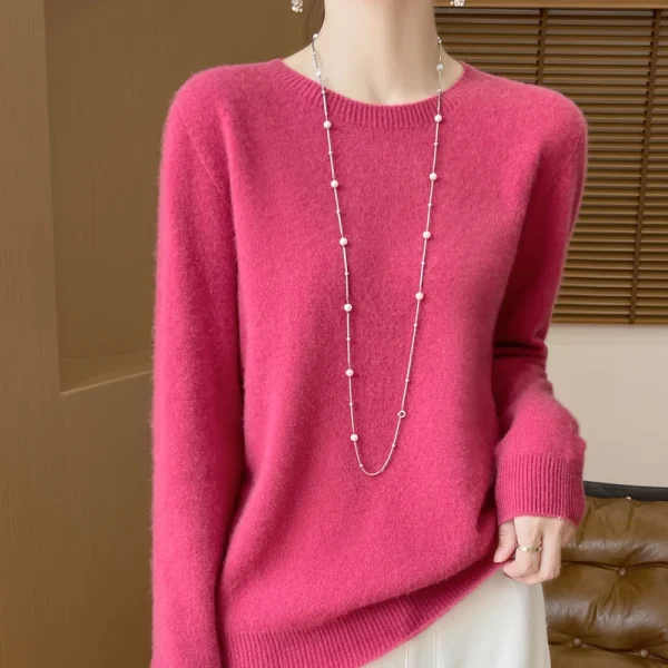 2024 moda 100% lana merino maglione pullover di cashmere O-Collo manica lunga donna maglieria autunno inverno abbigliamento Y2K top O Ling 2