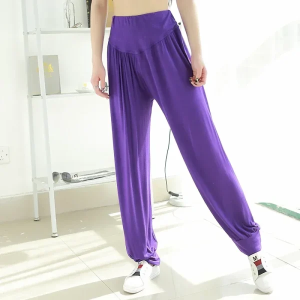 Pantaloni casual larghi di grandi dimensioni Primavera Estate Pantaloni lanterna modali sottili Pantaloni lunghi da ballo per yoga sportivo da donna 3