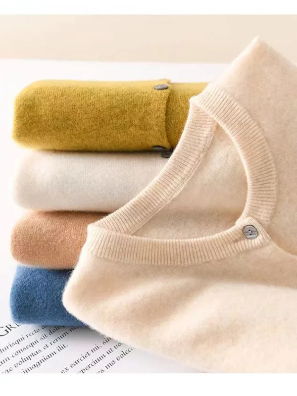 Maglione di cachemire da donna O-Collar maglione a maniche lunghe con bottoni Casual Let ter Cardigan Harajuku cappotto camicia Top maglieria coreana 3