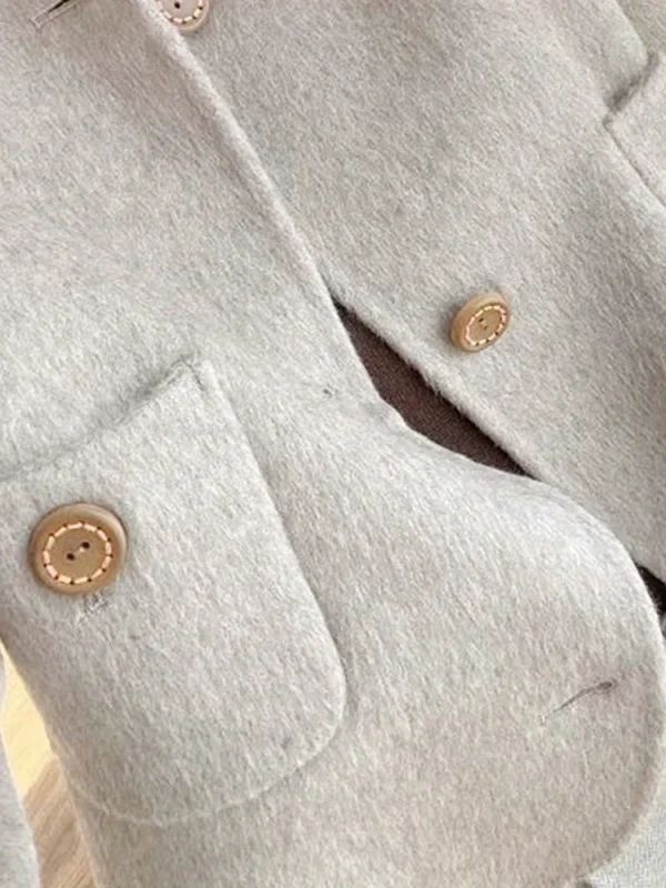 Cappotti di lana corti solidi alla moda per donna Autunno Inverno Abbigliamento donna caldo Abbottonatura Cappotto femminile Nuovo in capispalla 5