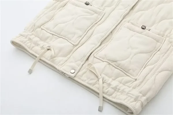 Nuova versatile giacca da donna senza maniche con colletto rialzato e tasca decorativa, gilet in cotone, giacca a spalla larga 6